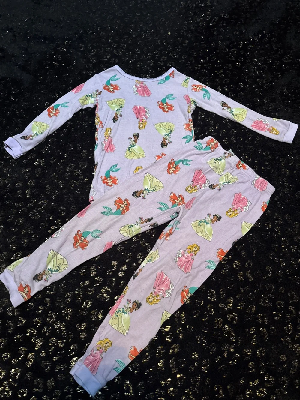 Disney Girls Purple Princess Print Pajama Set